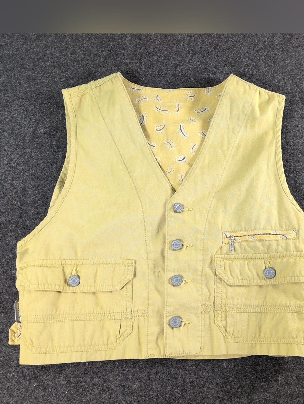 90s Esprit Yellow Utility Vest with Button Front